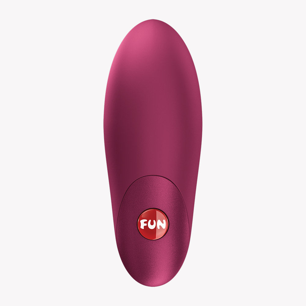 Fun Factory Charme Bullet Vibrator Wine Red shown from above, sleek design, ideal for travel and versatile stimulation.