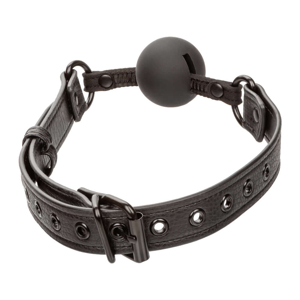 Nocturnal Collection Black Ball Gag with Adjustable Buckle and Body-Safe Silicone Ball