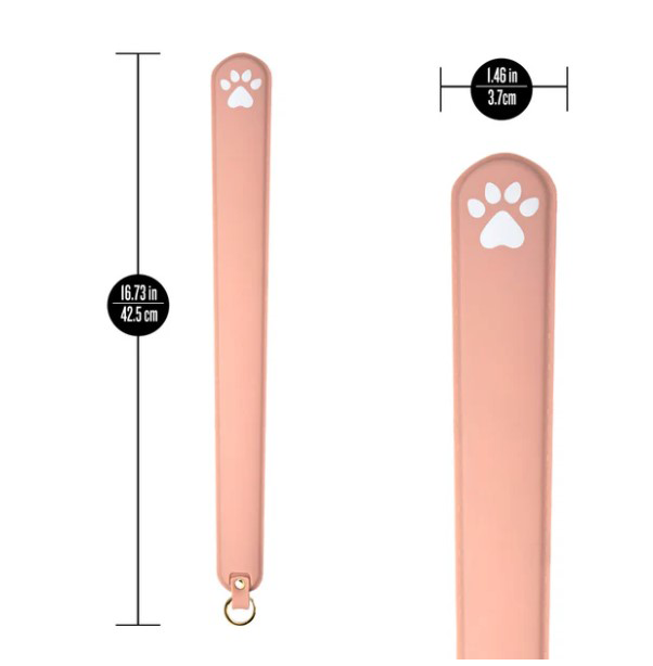 Temptasia Ardor Slapper Pink featuring a sleek design, durable silicone, and paw print detail for impact play.