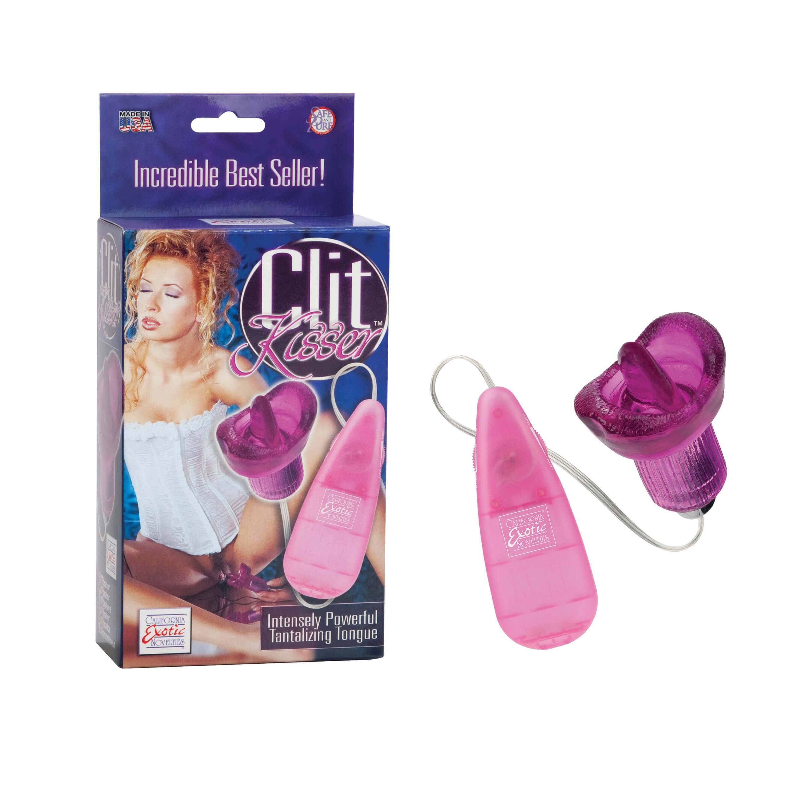 Image of Clit Kisser Tongue Vibrator Pink with packaging, designed for gentle clitoral stimulation.