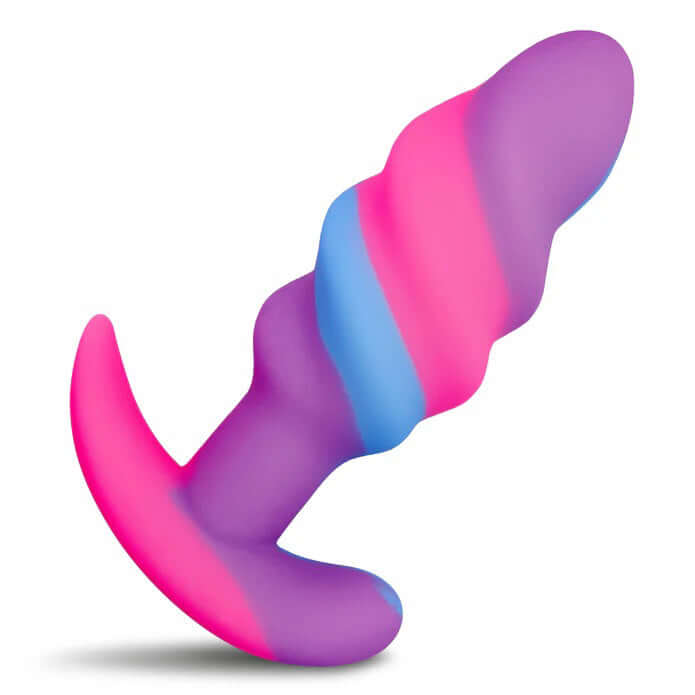Unicorn Swirl Silicone Butt Plug - Small-0
