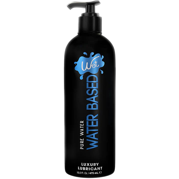 Wet Original Water Based Lubricant 16 Oz bottle featuring a sleek design and pump dispenser for easy application.