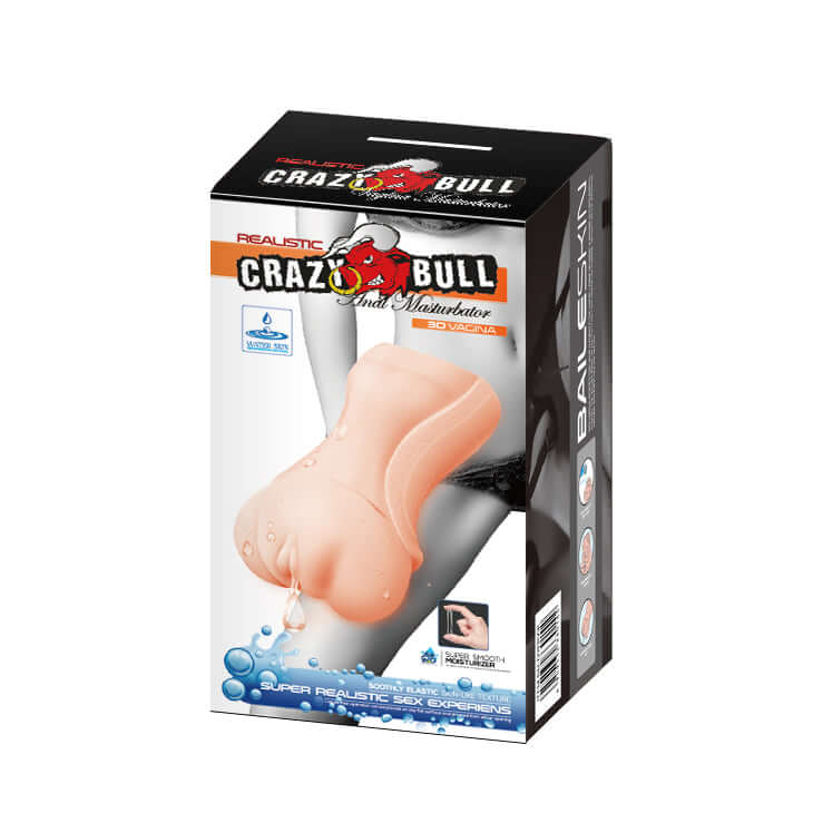 Crazy Bull No Lube Masturbator Sleeve Pussy Skin-Like Texture product packaging with realistic design.