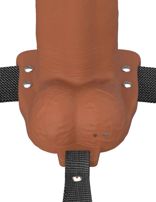 Fantasy X-Tensions Elite 8" Vibrating Hollow Silicone Strap-on - Brown-3