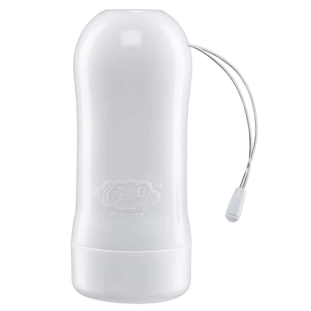 Pleasure Pussy Pocket Stroker Water Activated Tan in compact white design for discreet personal use.