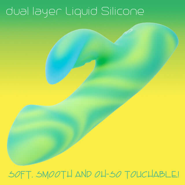 Endless Summer Twilight Tease Vibrator Green made of dual layer liquid silicone, soft, smooth, and very touchable.