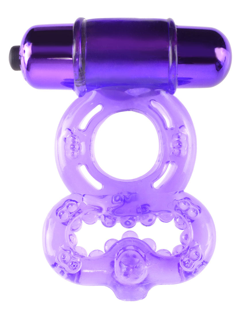 Fantasy C-Ringz Infinity Super Ring Purple, a vibrating enhancement ring for firmer erections and dual-ring comfort.