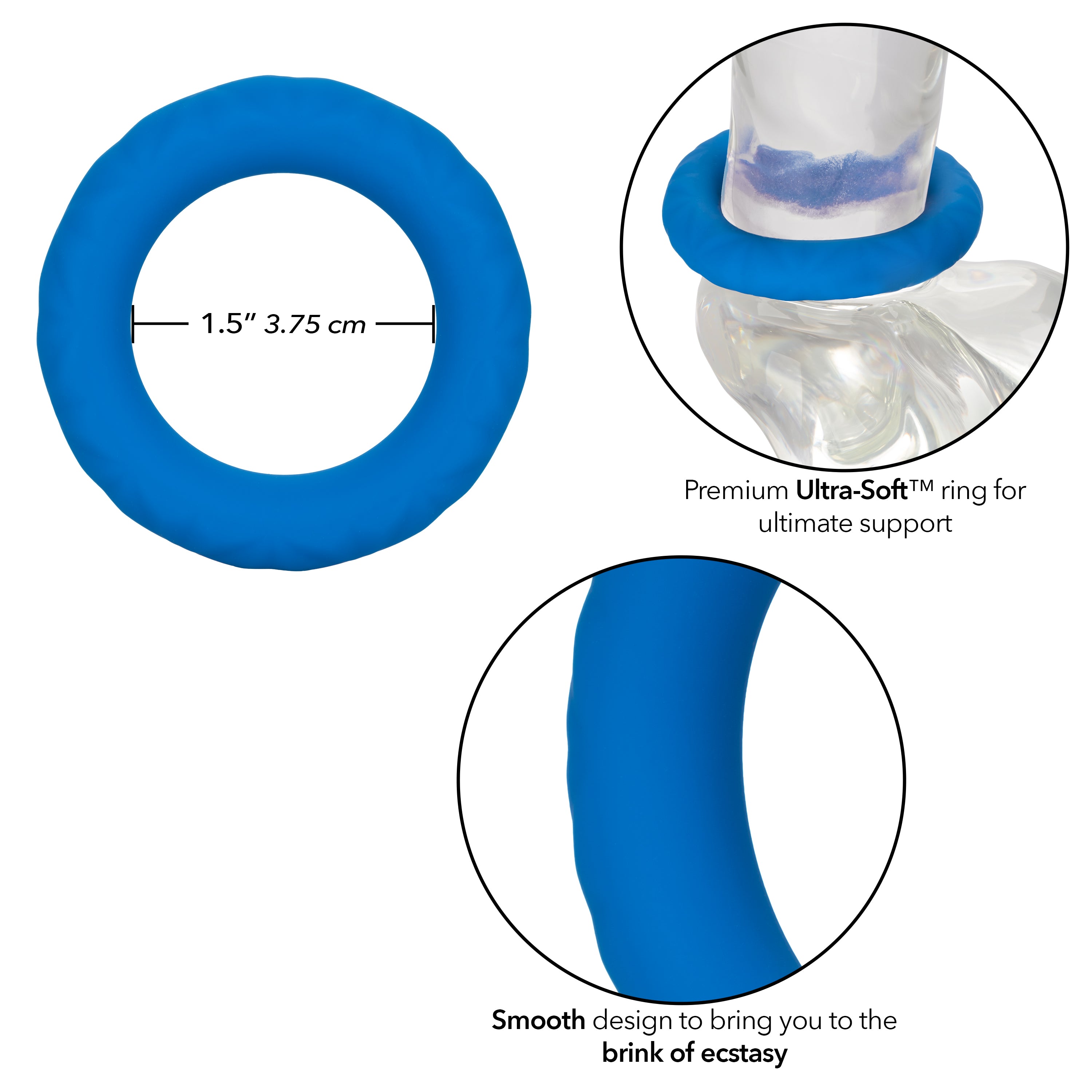 Link Up Ultra-Soft Max Silicone Cock Ring Blue showcasing its premium ultra-soft design for ultimate support and comfort.