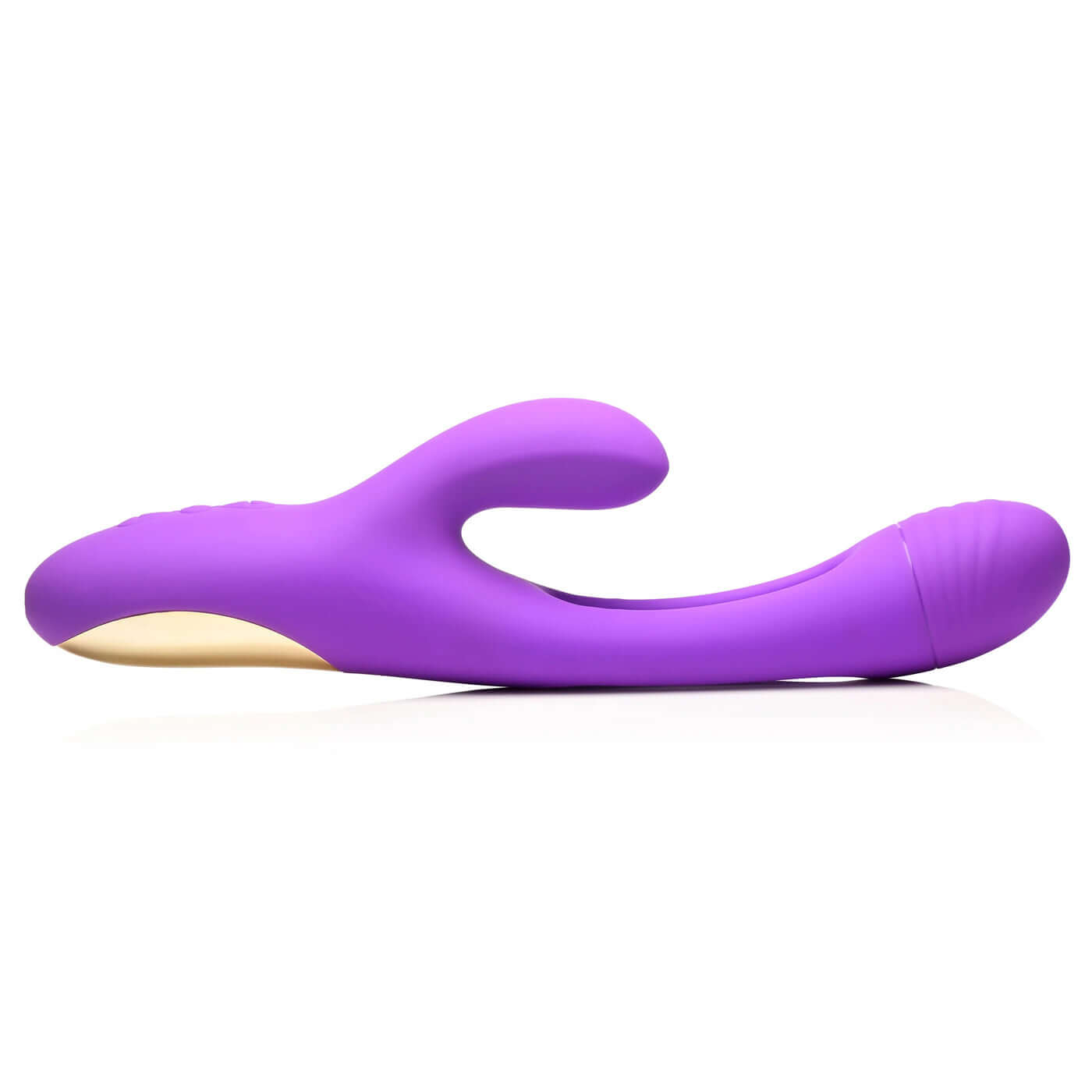 Tri-Flick purple silicone rabbit vibrator with curved shaft and flexible arm for hitting multiple pleasure points