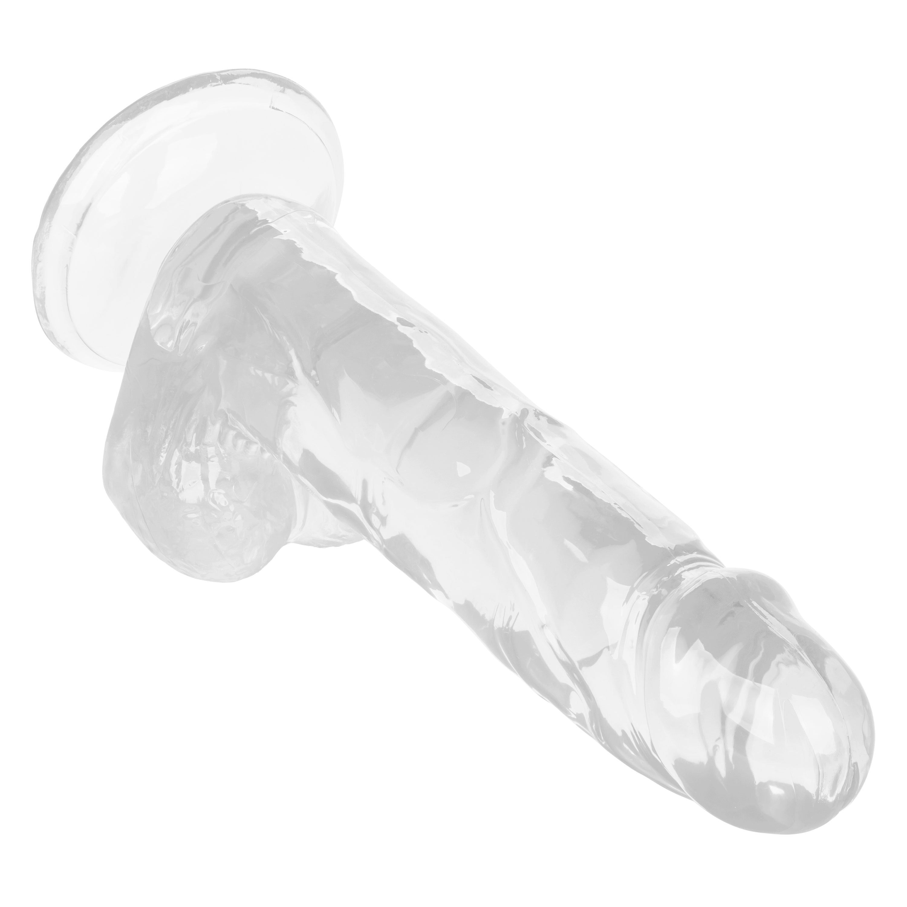 Size Queen 6 inch Realistic Dildo Clear, versatile and lifelike clear dildo for pleasure and comfort.