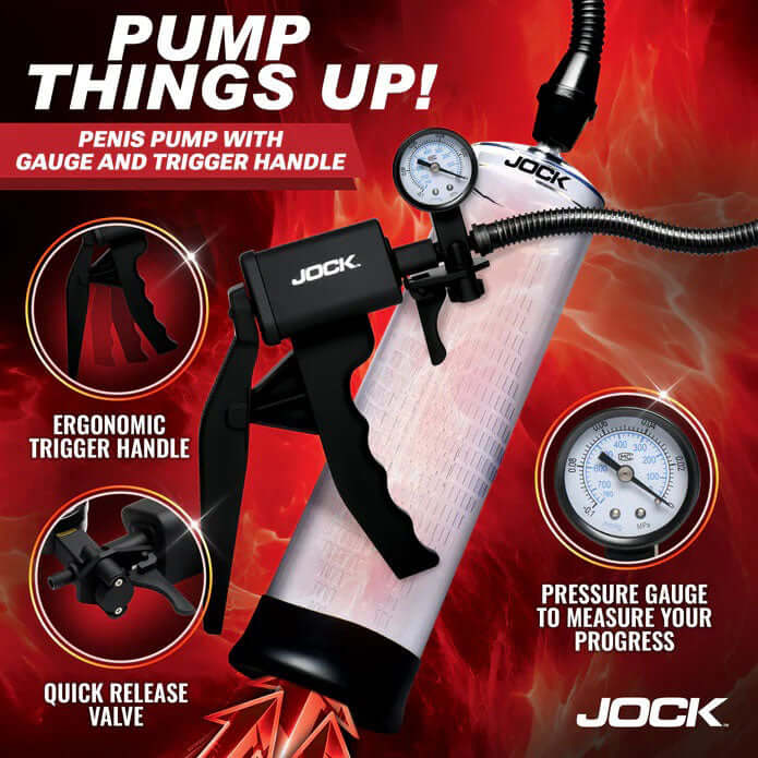 Pump Up Penis Pump With Gauge and Trigger Handle - Clear-2