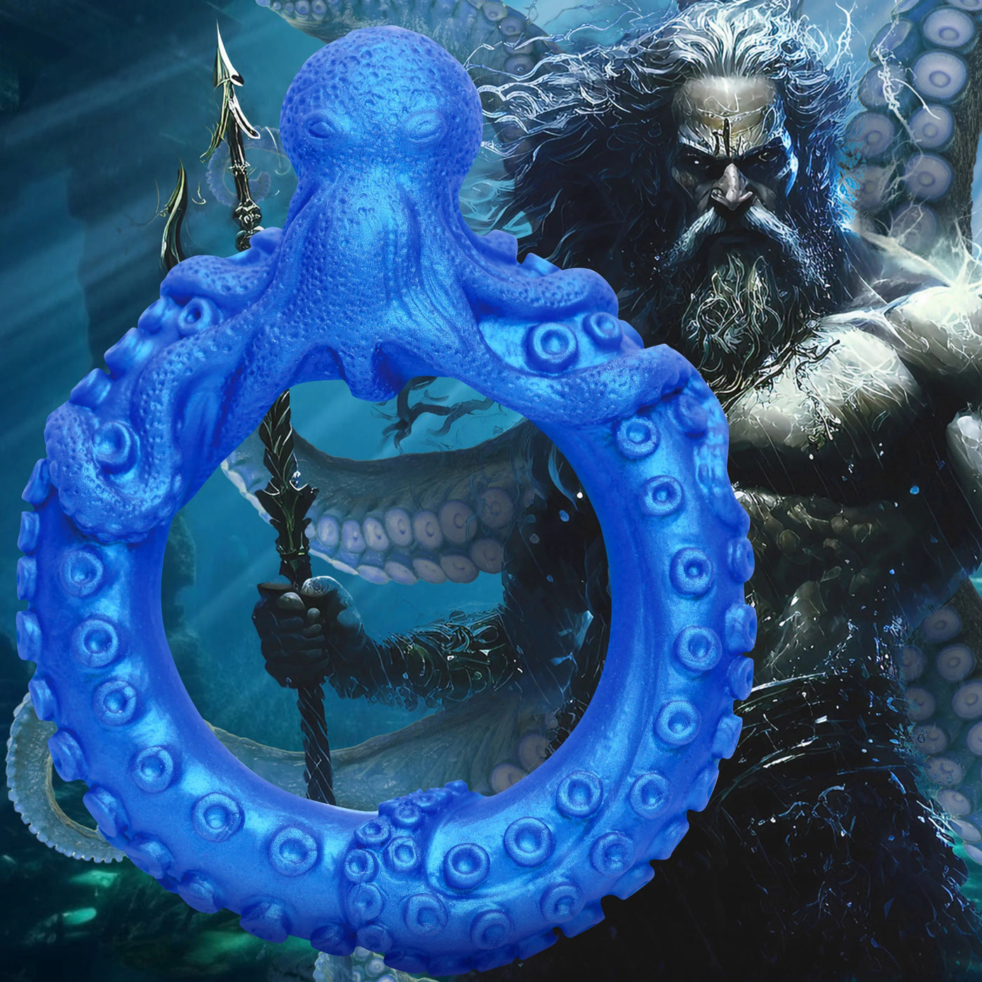 Poseidon's Octo-Ring Silicone Cock Ring - Blue-4