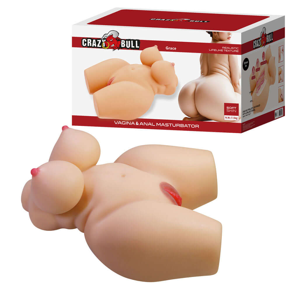 Grace Vagina & Anal Lifelike Masturbator White in packaging with realistic design and texture.