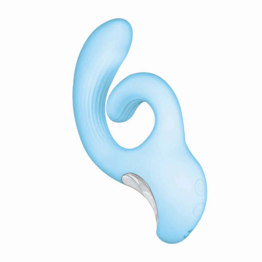 Sky Cumulus Swirl G Spot Vibrator Blue showcasing its ergonomic design for pleasure stimulation.