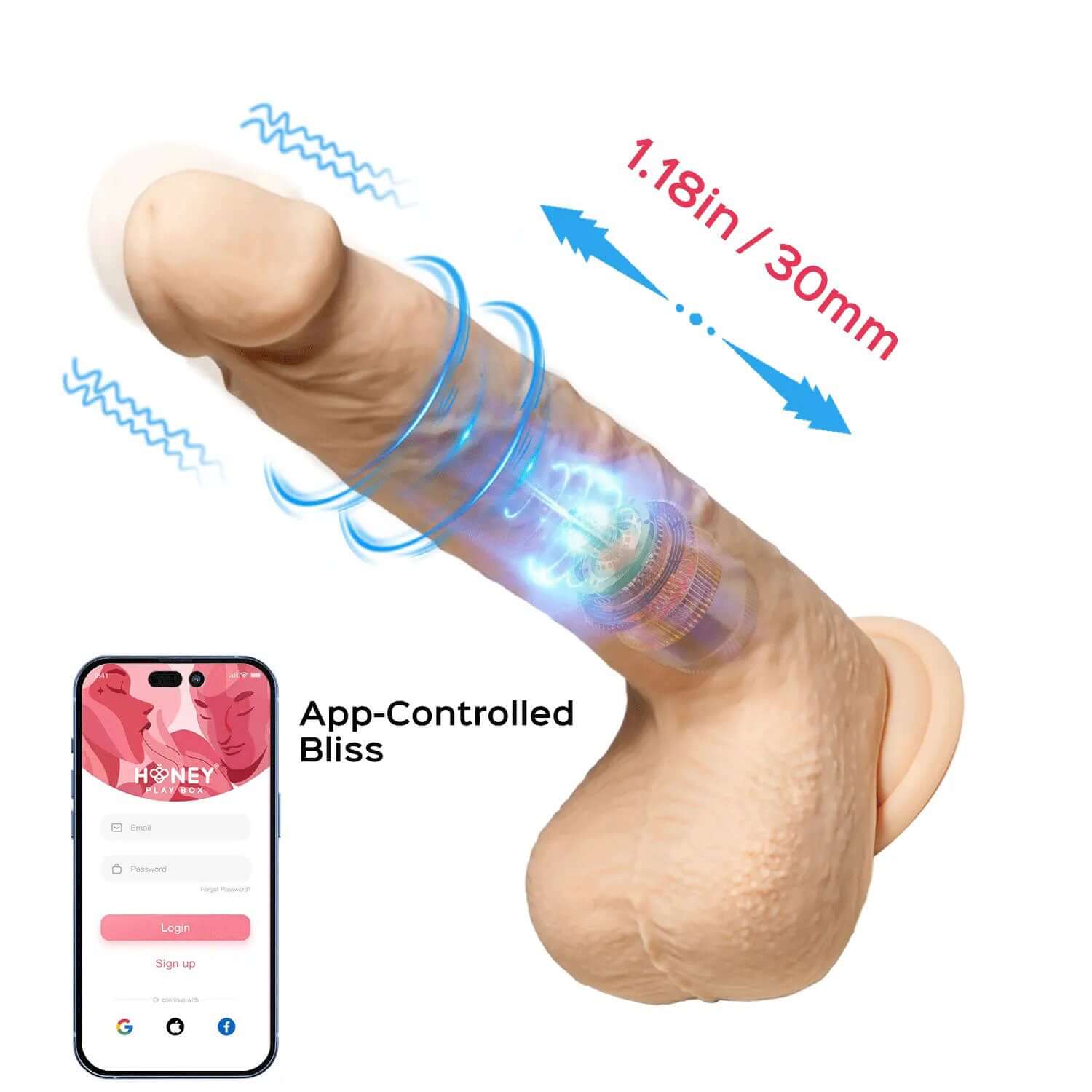 App-controlled 8.5-inch realistic thrusting dildo with clit licker and heating mode for ultimate satisfaction.