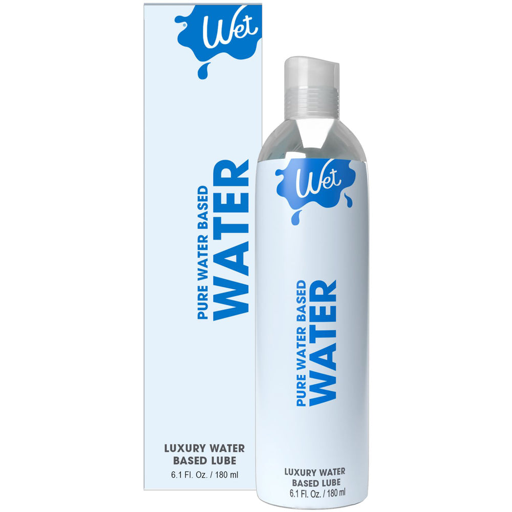 Wet Original Water Based Lubricant 6.1 Oz bottle and packaging showcasing luxury water-based lube.