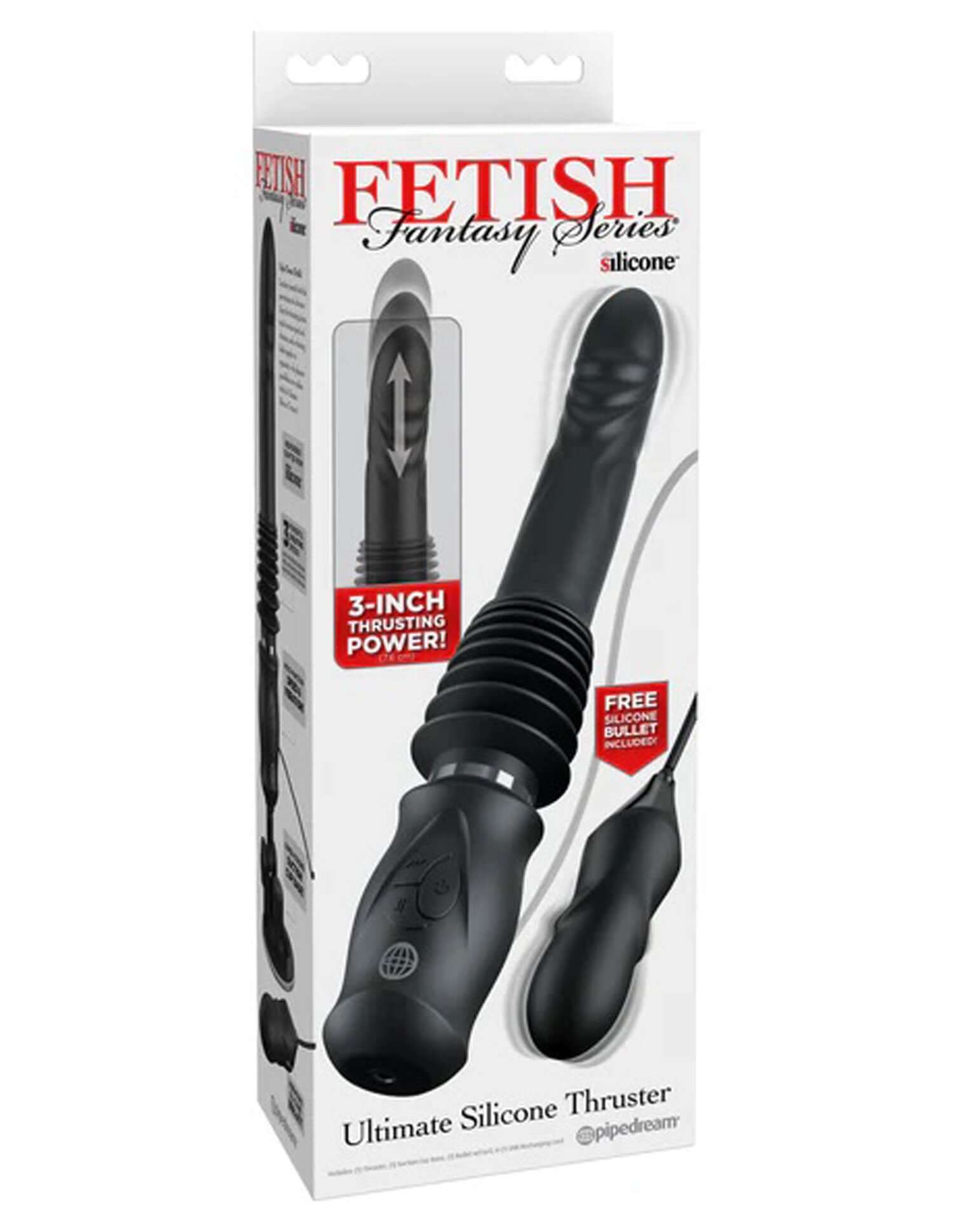 Fetish Fantasy Series Ultimate Silicone Thruster in packaging with 3-speed thrusting and 10 vibration patterns.