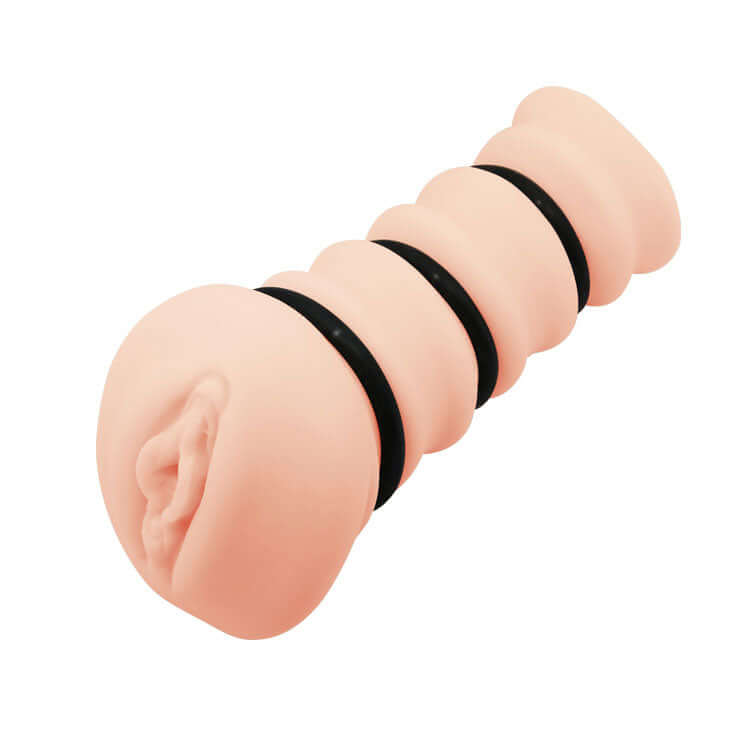Ressi Flesh 3D Vagina Stroker White, compact male masturbator with realistic sensation and soft, skin-like texture.