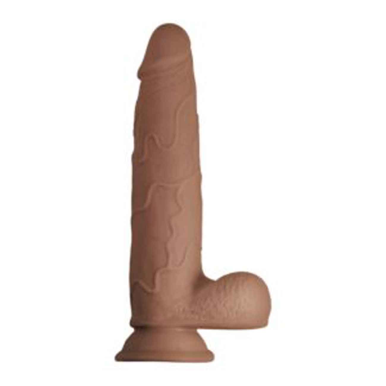 Real Cocks Dual Layered Dildo Brown featuring realistic details and a lifelike design for ultimate pleasure.