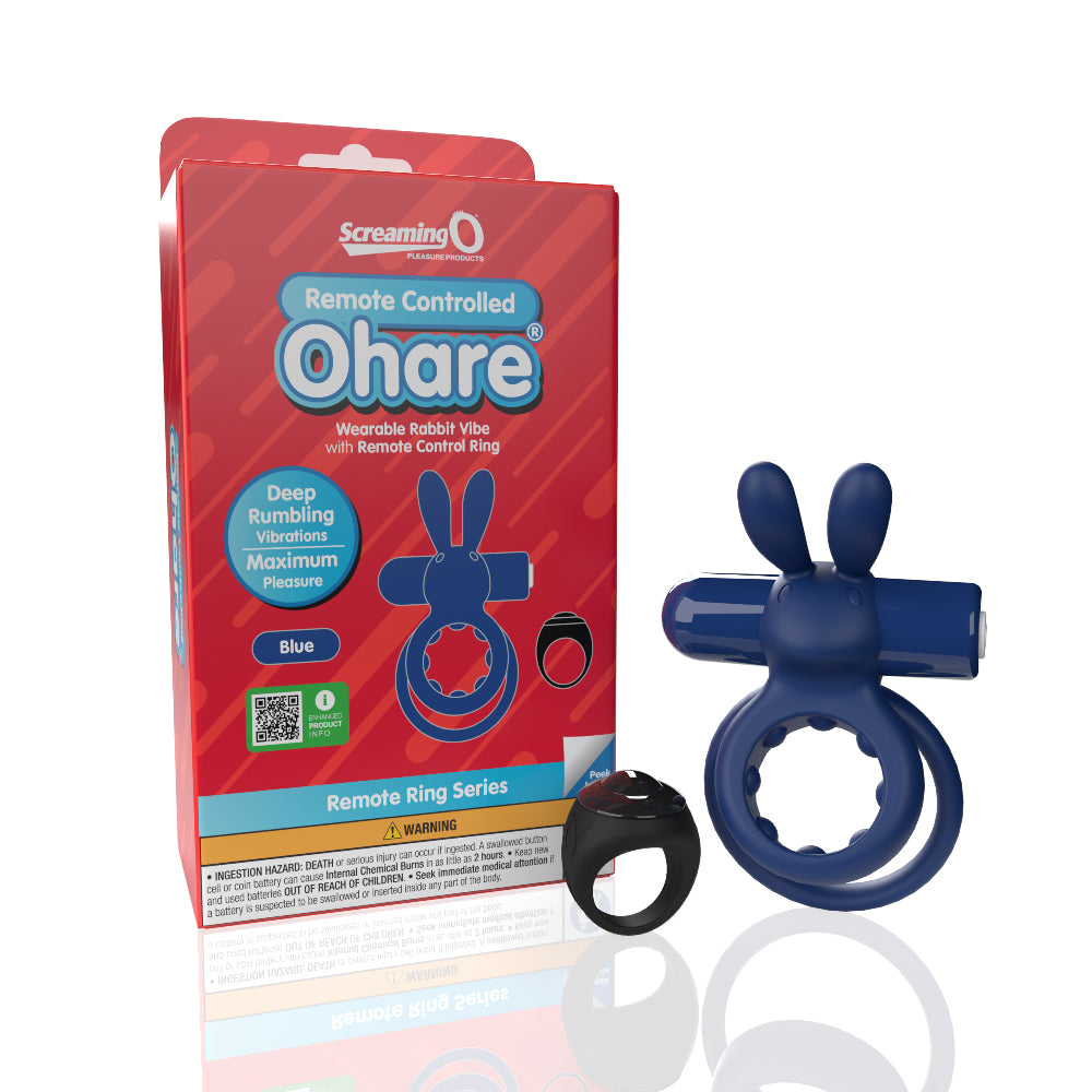 Screaming O Remote Controlled Ohare Vibrating Ring - Blue-3