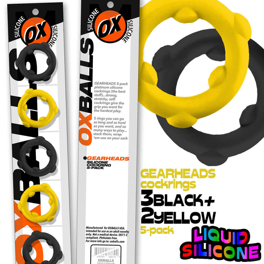 Gearheads 5 Pack Spinner Rings - Yellow Black-0