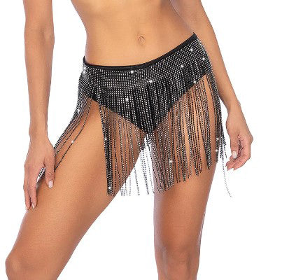 Glam Fringe Belt - Os - Black-0