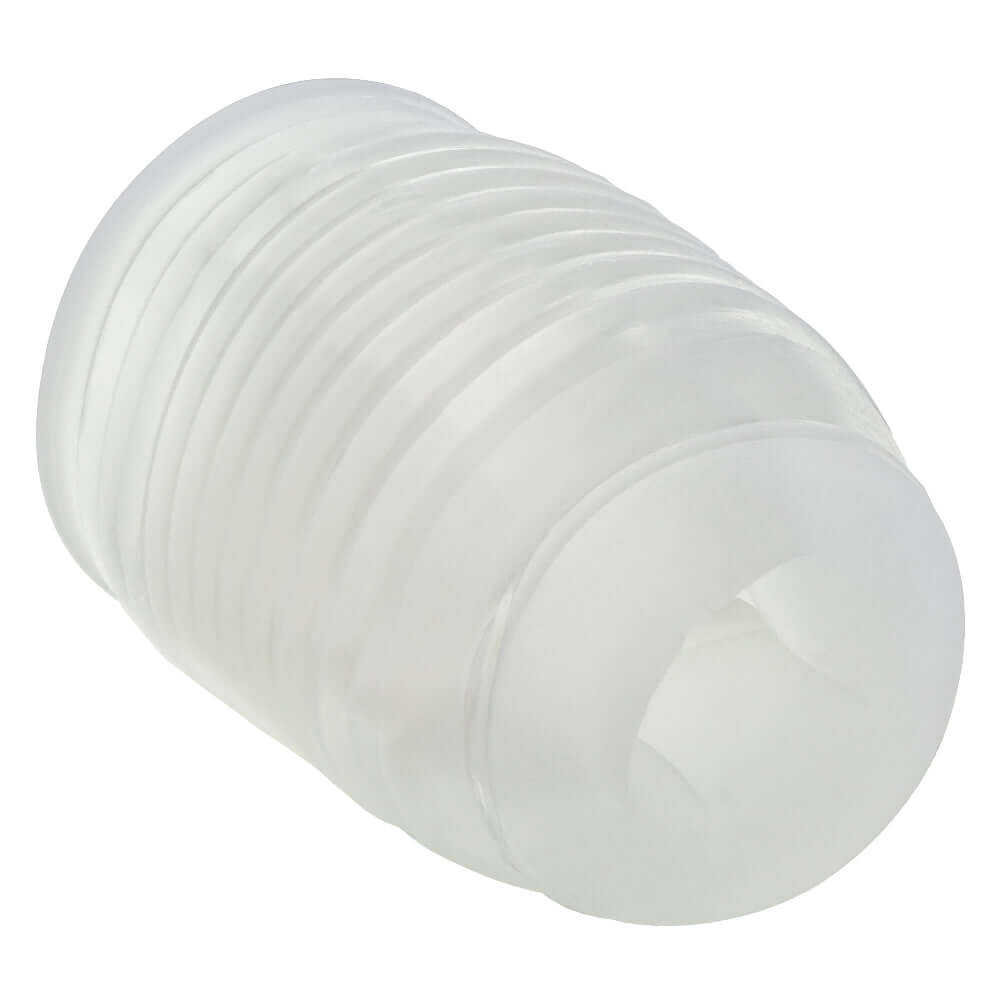 Clear ribbed Pop Sock masturbation sleeve for textured and versatile pleasure.