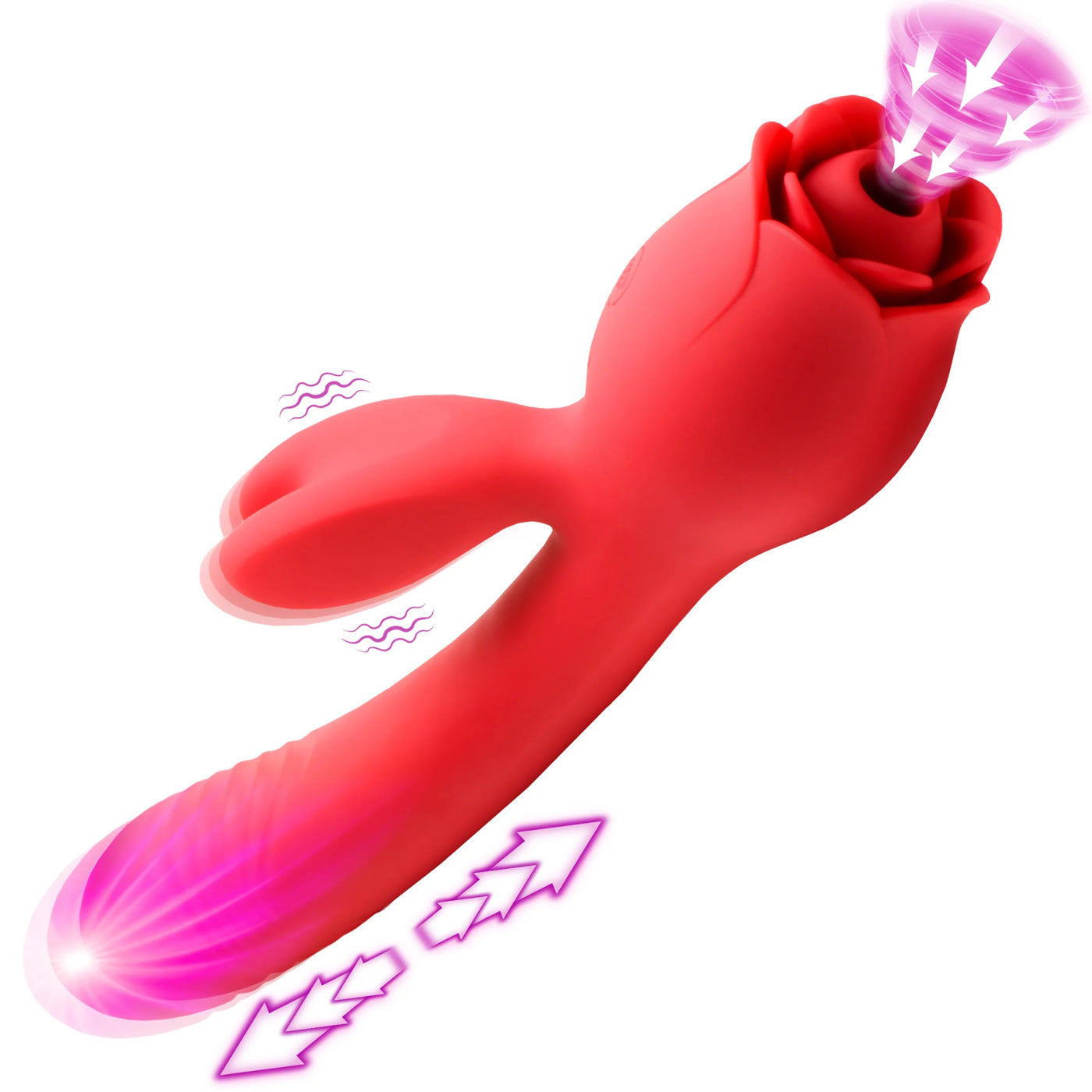 Blooming Bunny Sucking and Thrusting Silicone  Rabbit Vibrator - Red-4