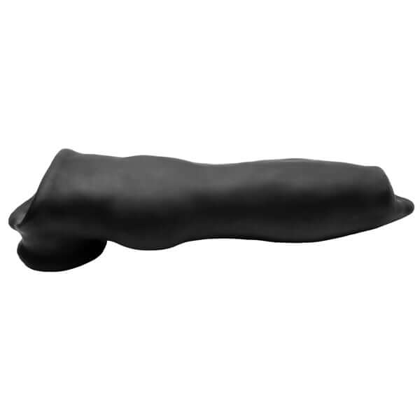 Oxballs Fido Velvet Smooth Beast Cocksheath in black rubbery silicone, designed for optimal grip and comfort during play.