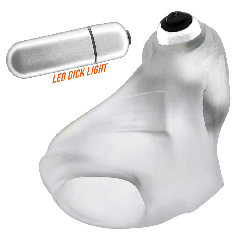 Oxballs Glowsling Cocksling with LED Lit Darkroom Fucklight, Made of Clear Rubber and Silicone Mix, Durable and Extra Thick