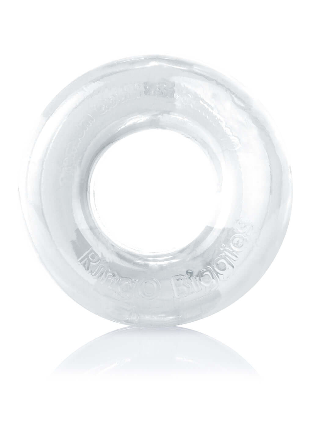 Ringo Biggies clear ring from 36 count candy bowl, reusable and waterproof design made of SEBS material.