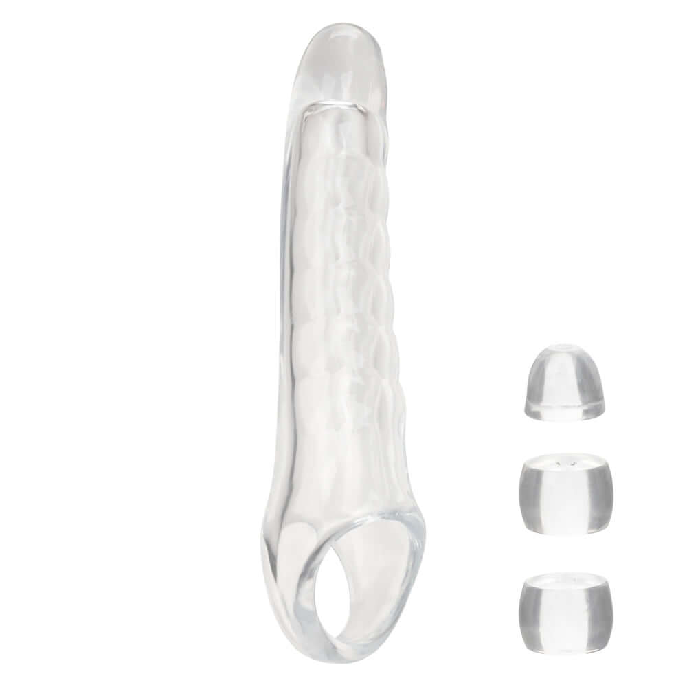 Performance Maxx Clear Extension Kit Clear for enhanced pleasure, featuring a realistic feel and customizable fit.