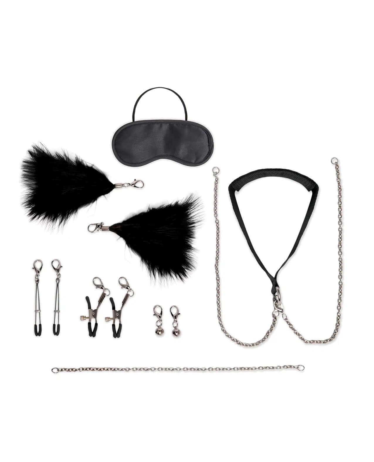 12 Pc Interchangeable Collar and Nipple Clips Set - Black-4