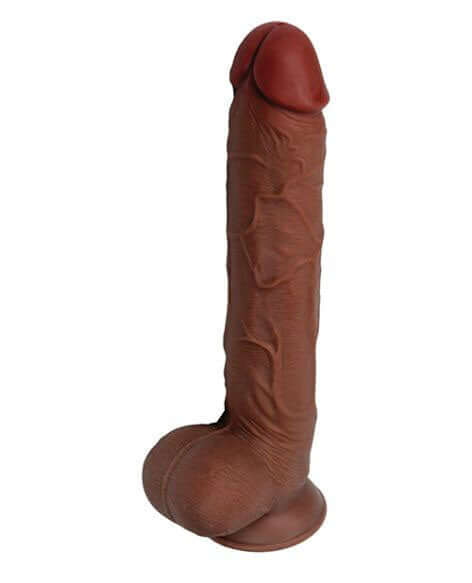 Real Skin 11 Inch Dual Layer Dong Light Brown with lifelike texture and dual-density construction.