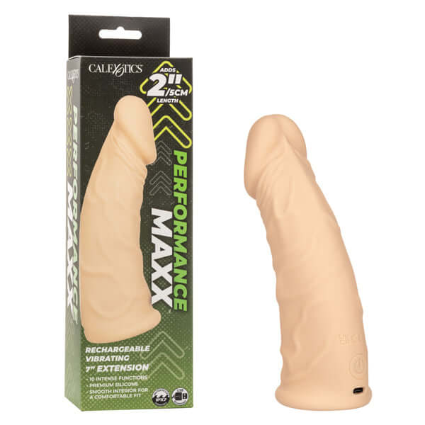 Performance Maxx Rechargeable Vibrating Extension 7" - Ivory-1