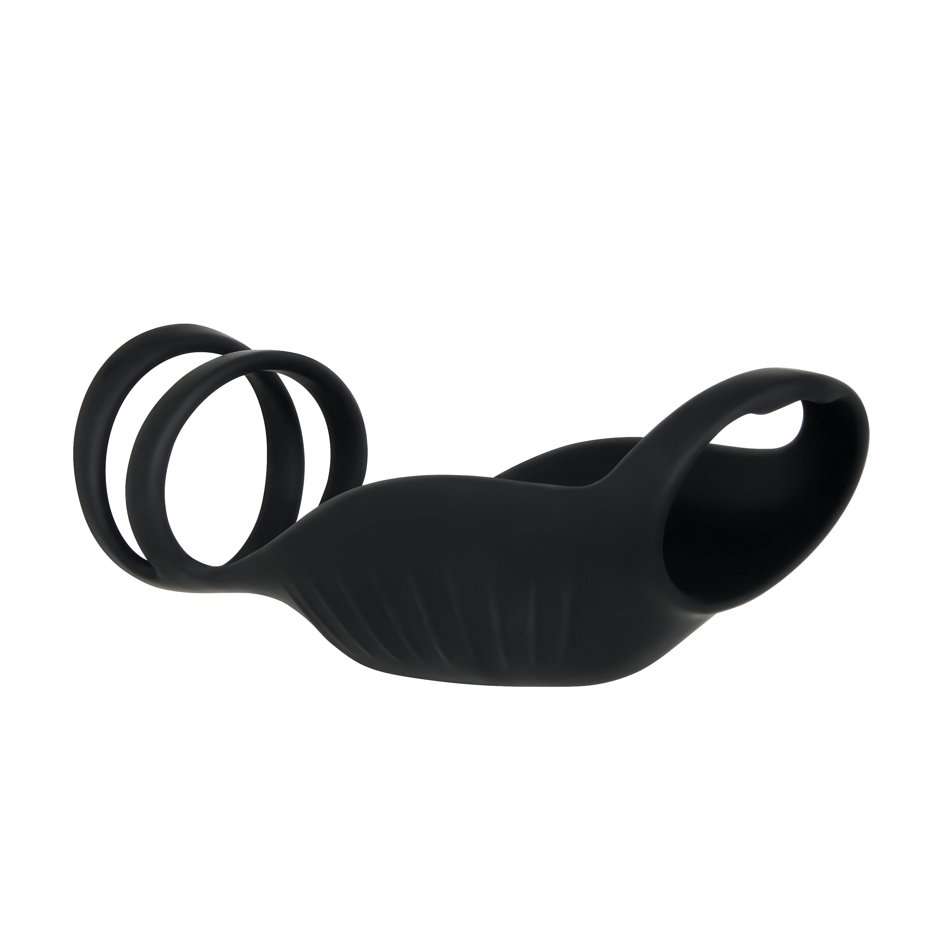 Gender X Rocketeer Rechargeable Penis Sleeve Black, versatile vibrating sheath with three stretchable rings.