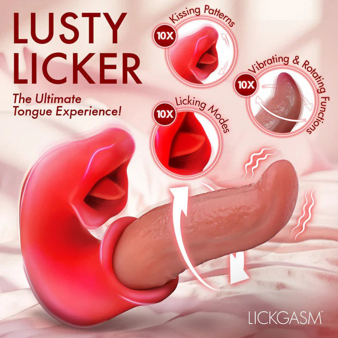 Lusty Licker Kissing and Licking Tongue Vibrator - Red-3