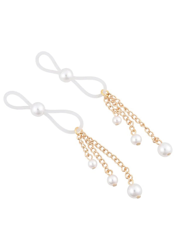 Pearl Nipple Ties - Gold/white-0