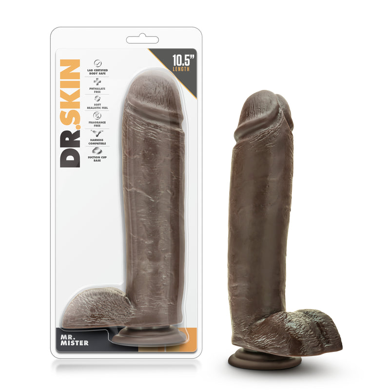 Dr. Skin - Mr. Mister 10.5&quot; Dildo With Suction Cup  - Chocolate