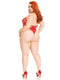 Lace and Net Keyhole Crossover Halter Teddy - 1x/2x - Red-0