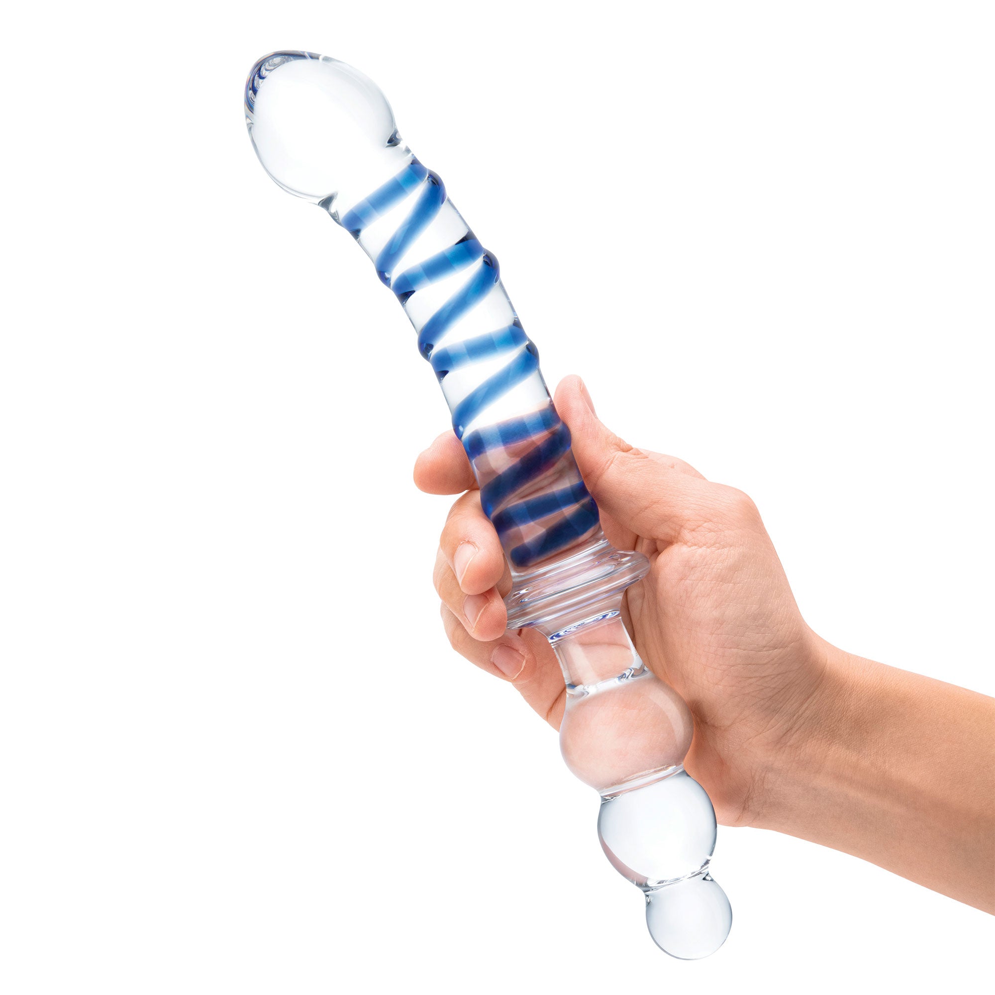 10 Inch Twister Dual-Ended Dildo - Clear/blue-2