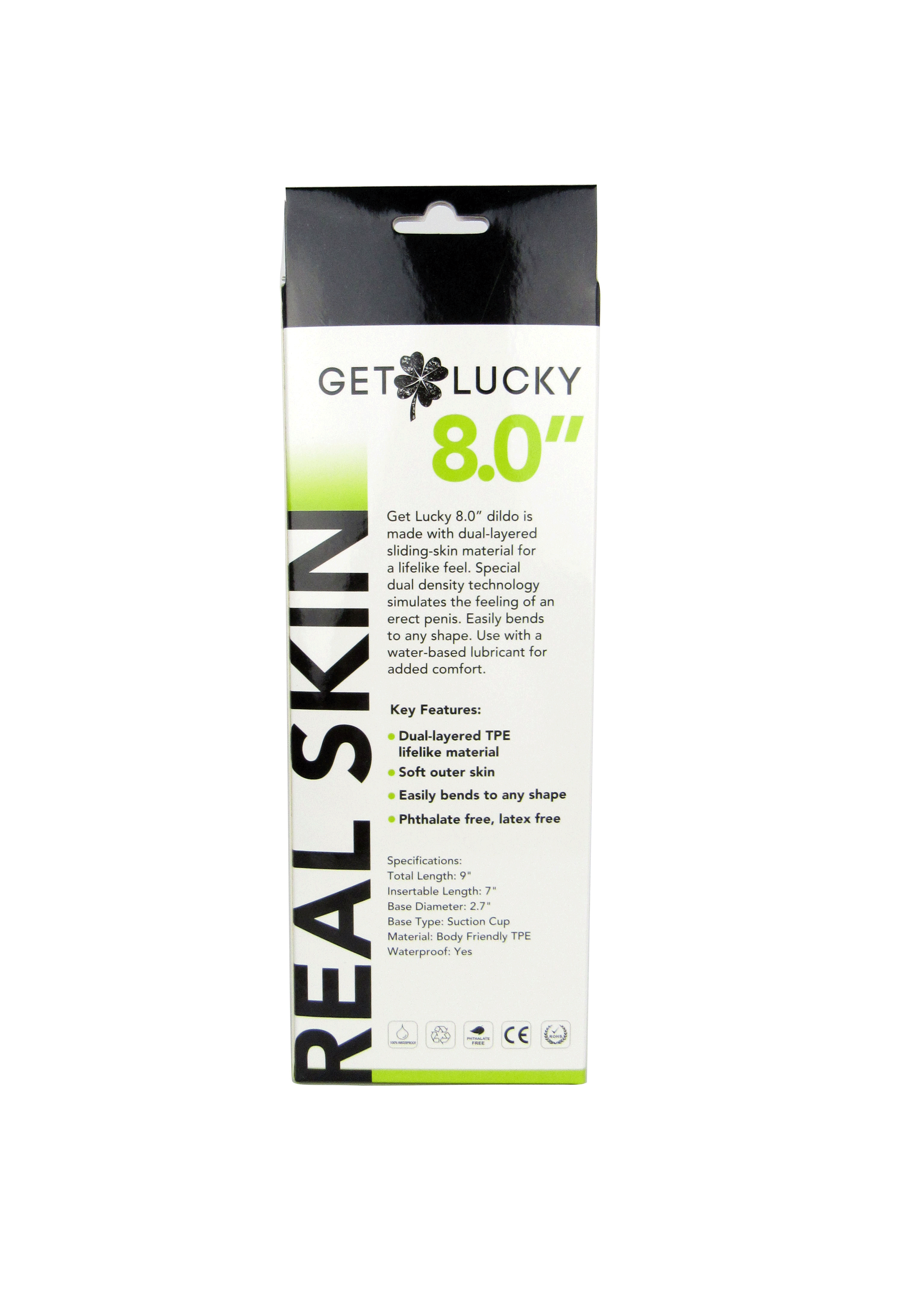 Get Lucky 8 Inch Real Skin Dildo - Tan