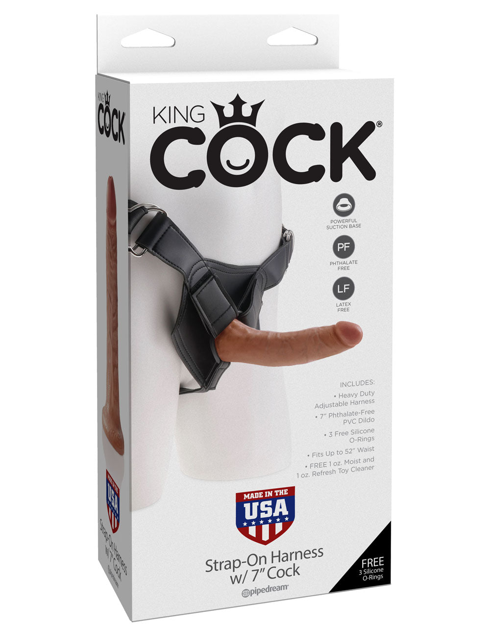 King Cock Strap-on Harness With 7&quot; Cock - Tan