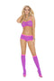 3 Piece Booty Shorts Set - One Size - Neon Pink/neon Purple