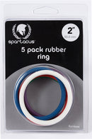 Rubber Cock Ring 5 Pack - 2&quot; - Rainbow