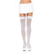 Satin Bow Opaque Thigh Highs - Queen Size - White-0