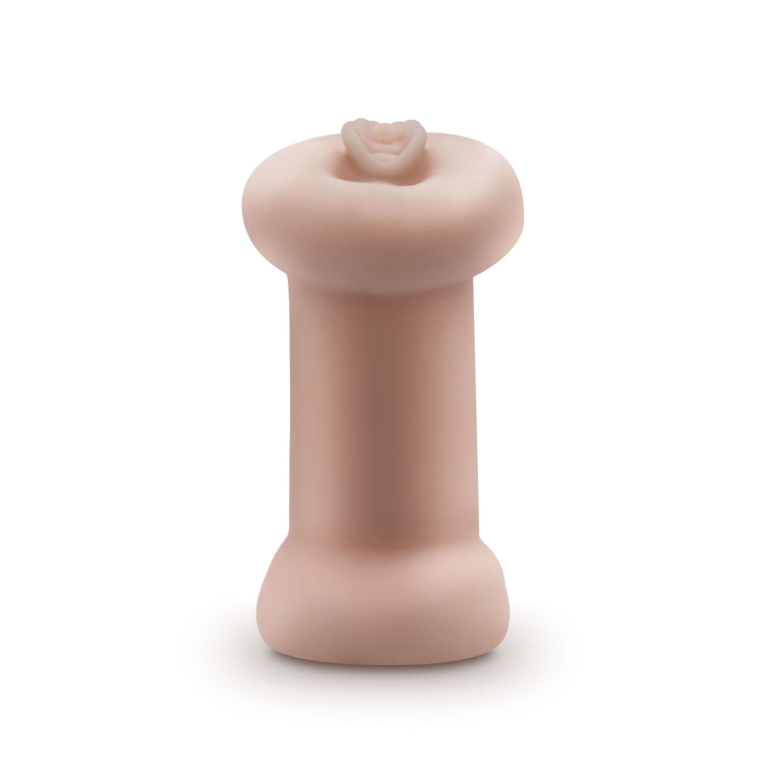 Enlust Tasha stroker in beige, featuring dual penetration ends for enhanced pleasure and soft self-lubrication technology.