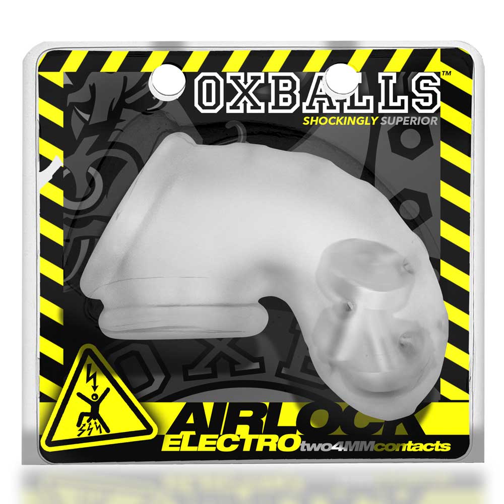Airlock Electro Air-Lite Vented Chastity With Two  4mm Contacts - Clear Ice-6