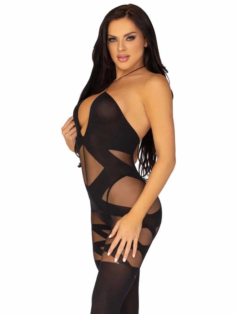 Feels Like Love Opaque Bodystocking - One Size -  Black-0