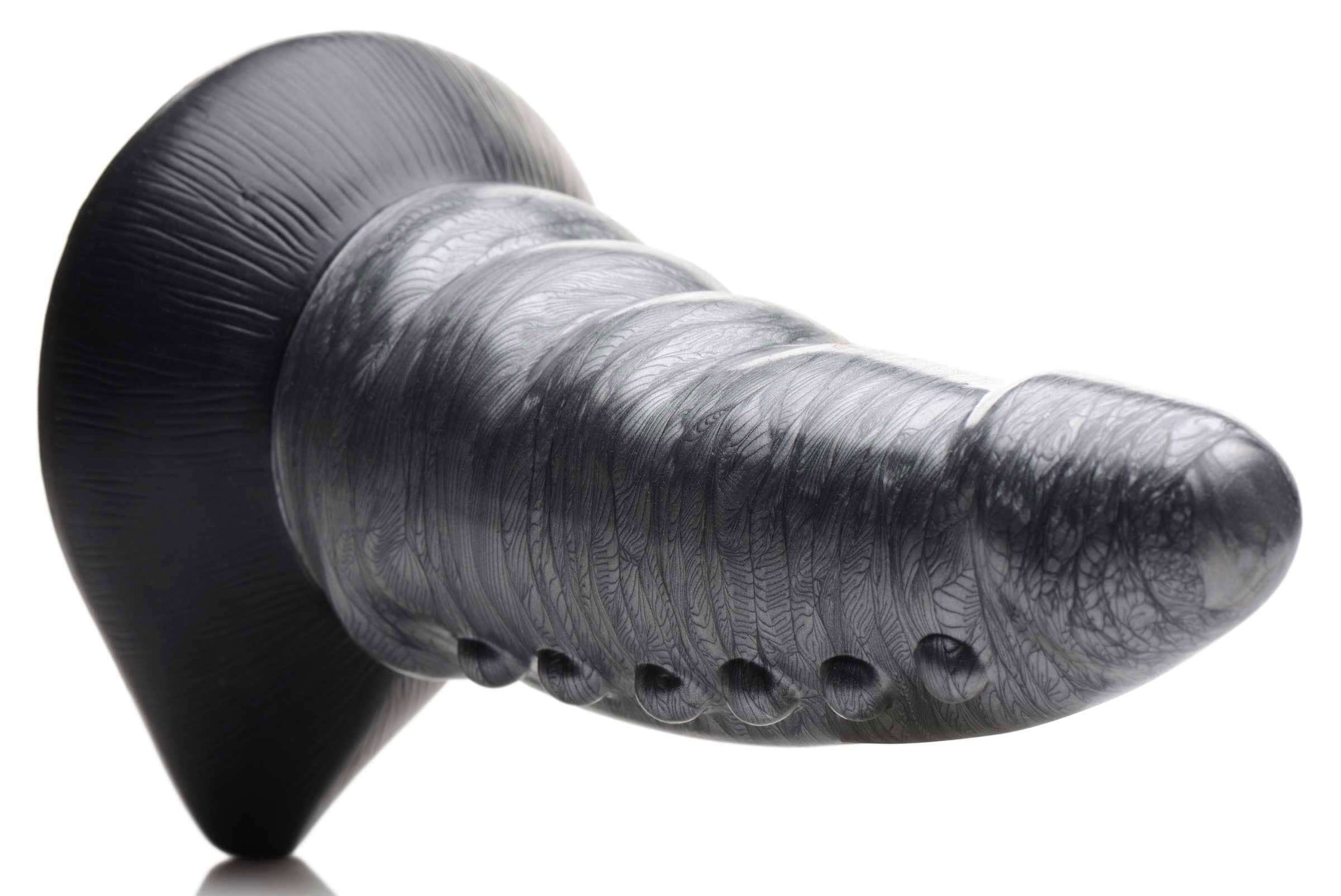 Cc Beastly Tapered Bumpy Silicone Dildo - Silver